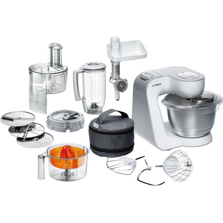 Robot de bucatarie Bosch MUM54251, 900 W, 7 viteze, Bol 3.9 l, Blender 1.25 l, Acc. tocat, Alb