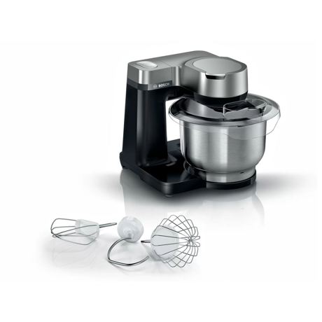 Robot de bucatarie Bosch MUMS2VM00, 900 W, 7 viteze, Funcție Pulse, Mixare planetara 3D, Bol inox 3.8 L, Negru/argintiu