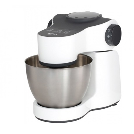 Robot de bucatarie Tefal Wizzo QB310138, 1000W, 4L, 4 Viteze, Functie turbo, Mixer, Carlig pentru aluat, Alb/Gri
