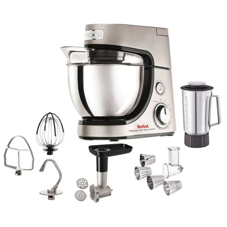 Robot de bucătărie TEFAL Masterchef Gourmet+ QB602H38, 900 W, Bol 4,6 L, Blender inox 1.5 L, Accesorii patiserie, Masina de tocat, 6 Functii, Argintiu