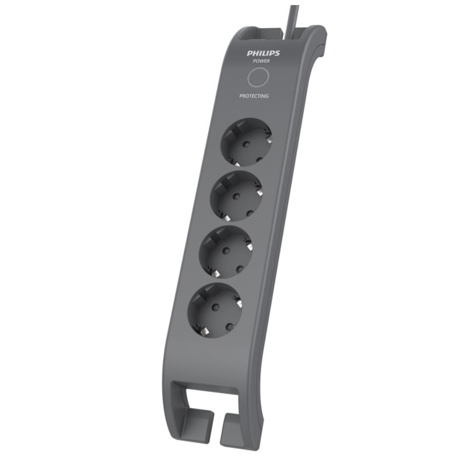 Prelungitor cu protectie Philips SPN3140A/58, 4 prize, 2m, 900 J, negru