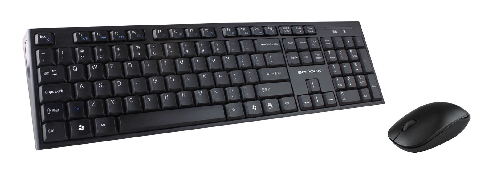 Kit Tastatura + Mouse Serioux NK9800WR, wireless, USB, nano receiver, Negru
