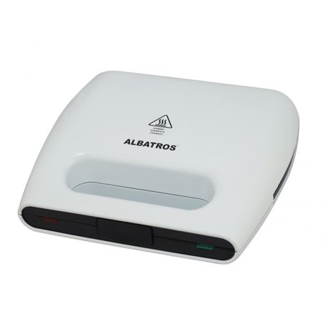 Sandwich maker Albatros SGA-750, 750 W, Carcasă termoizolantă, Plăci antiaderente, Mâner termorezistent, Alb