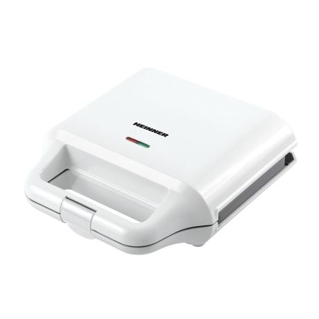Sandwich maker Heinner SM-2H700WH, 700W, Placi antiadezive, 2 tipuri de placi: grill & waffle, Capacitate 2 sandwich-uri, Alb mat