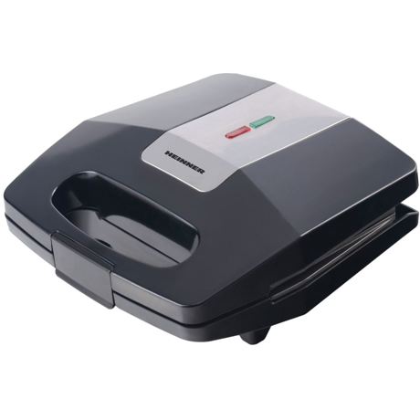 Sandwich maker Heinner SM-H2GW, 800 W, 2 sandwich-uri, 2 tipuri de placi, Placi detasabile, Negru/Inox