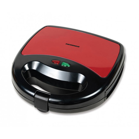 Sandwichmaker Heinner SM-K750BKRX, 750W, Capacitate 2 sandwich-uri, Plita grill fixa, Invelis antiaderent, Indicator luminos, Negru/rosu
