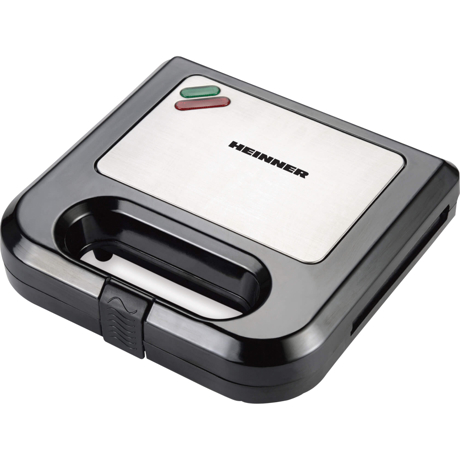 Sandwich maker Heinner SM-K750BKS, 750W, Placi grill antiadezive, Capacitate 2 sandwich-uri, Negru/argintiu