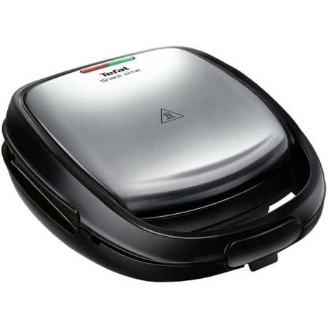Sandwich-maker Tefal SnackTime SW342D38, 700 W, Înveliș antiaderent, Indicator luminos, 3 tipuri plăci detașabile, Argintiu/Negru