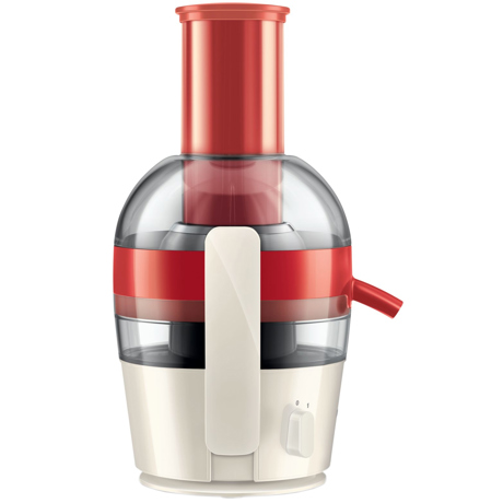 Storcator de fructe Philips Viva Collection HR1855/90, 700 W, 2 l, Recipient pulpa 1.2 l, Tub XL, Alb/Rosu
