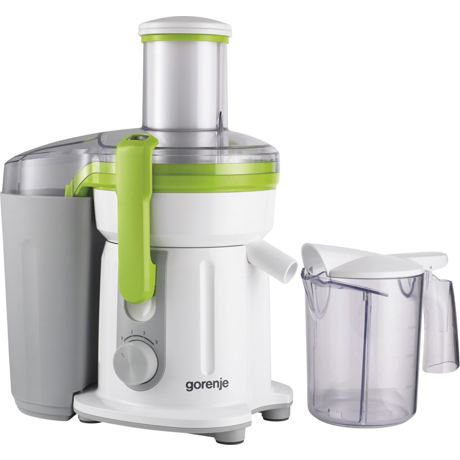 Storcator de fructe si legume Gorenje JC803G, 800 W, Recipient suc 1 l, Recipient pulpa 2.4 l, 3 Viteze, Alb/Verde