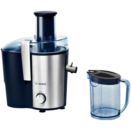 Storcator de fructe si legume Bosch MES3500, 700 W, Disc razuire ceramic, 2 viteze, 1.25 l, Argintiu/Albastru