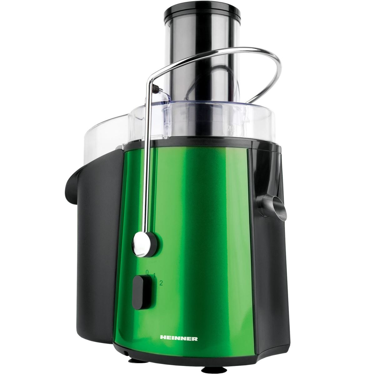 Storcator de fructe Heinner XF-1000GRSP, 1000W, Tub XXL, Baza inox, Sita inox, recipient suc 1L, recipient pulpa 2L, Verde