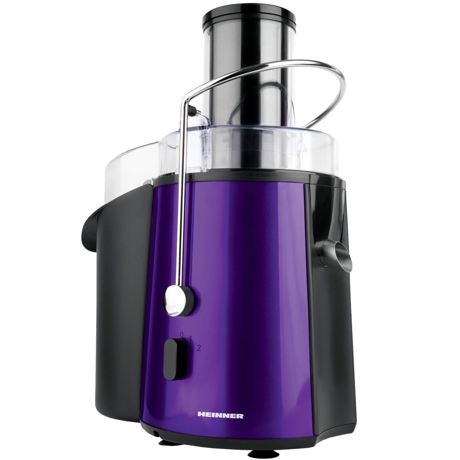 Storcator de fructe Heinner XF-1000UV, 1000 W, Tub XXL, Sita Inox, Recipient suc 1 L, Recipient pulpa 2 L, Violet