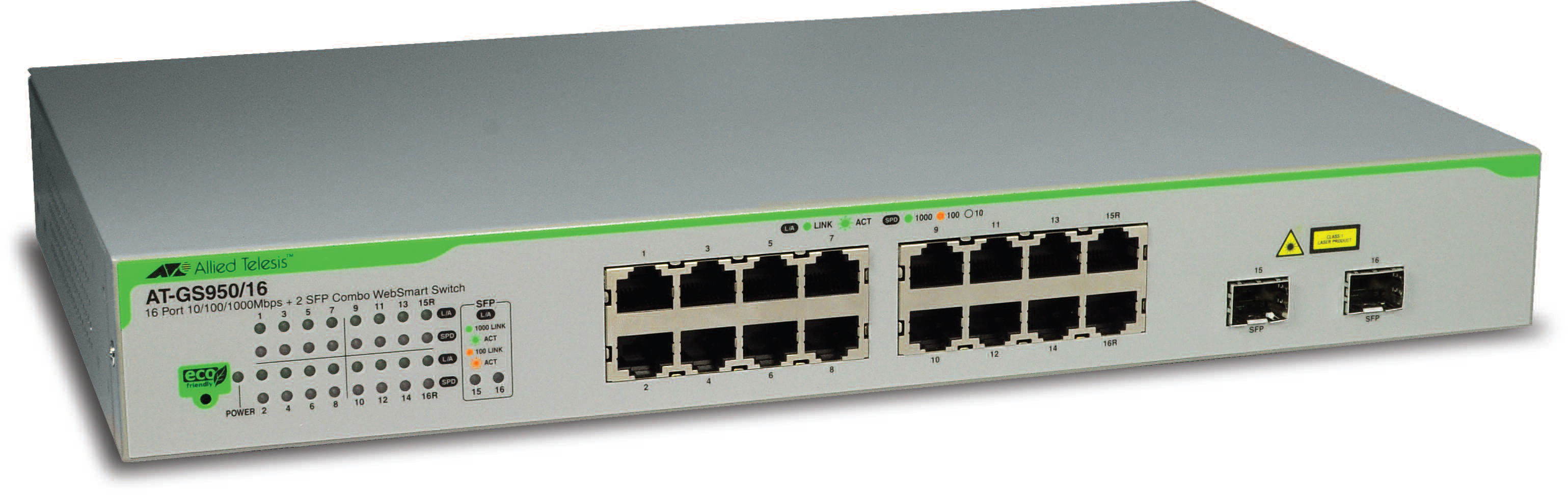 Allied Telesis Switch GS950 16 Gigabit, 2 SFP, L2 WebSmart