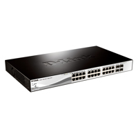 D Link Switch D-Link DGS-1210-28P, 24 porturi Gigabit PoE Base-T, 4 porturi SFP 1000Mbps, rackabil
