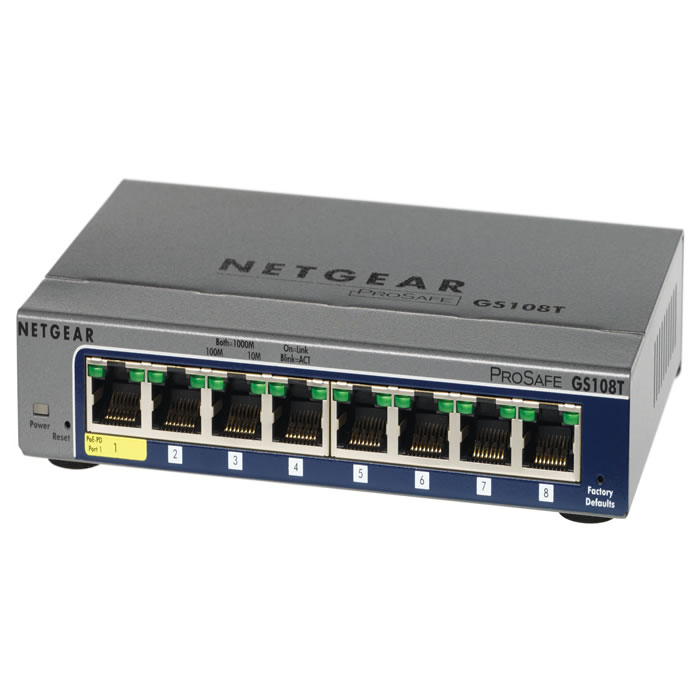 Switch Netgear GS108T, ProSAFE 8 porturi Gigabit, Managed