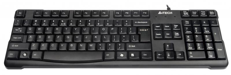 Tastatura A4Tech KR-750, cu fir, US layout, neagra, Natural_A Shape Key, Laser inscribed keys, USB