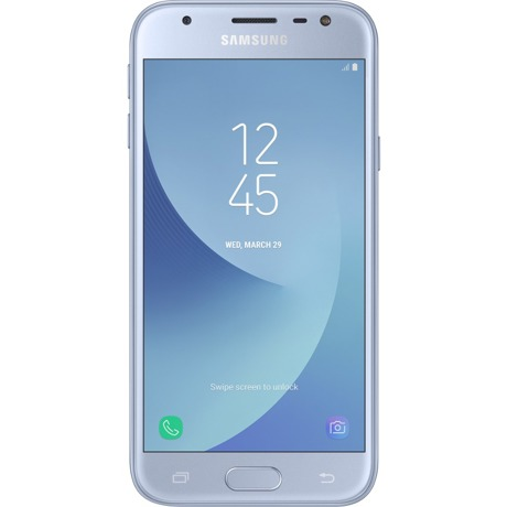 Telefon mobil Samsung Galaxy J3 (2017) Dual Sim 4G, Silver Blue , 5.0", RAM 2GB, Memorie 16GB, Camera 5MP/13MP