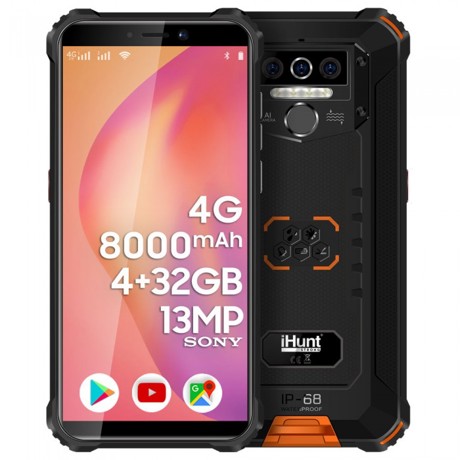 Telefon mobil iHunt Titan P8000 PRO Dual Sim, 4G, RAM 4GB, Stocare 32 GB, Orange/Black 