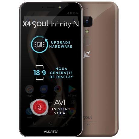 Telefon mobil Allview X4 Soul Infinity N, Dual SIM, Mocha Gold, RAM 4GB, Stocare 32GB