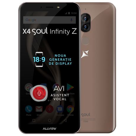 Telefon mobil Allview X4 Soul Infinity Z, Dual SIM, Mocha Gold, RAM 4GB, Stocare 32GB
