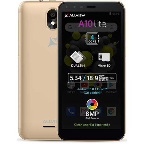Telefon mobil Allview A10LITE 2019, RAM 1GB, Stocare 8GB, Gold