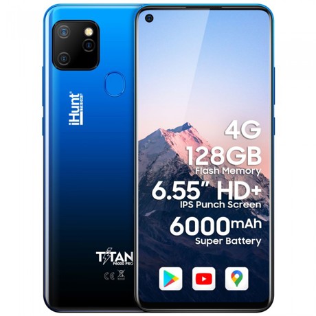 Telefon mobil iHunt Titan P6000 PRO Blue Dual Sim, 4G, RAM 4GB, Stocare 128 GB, Albastru
