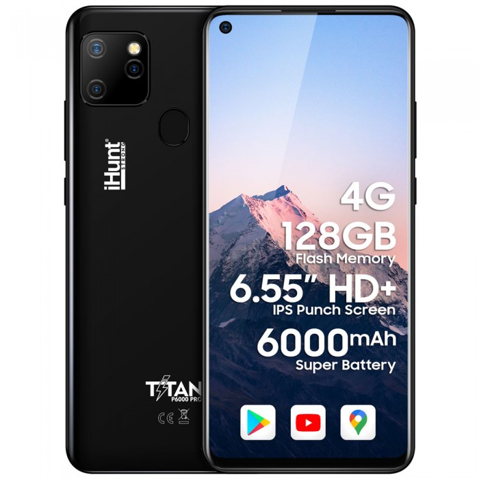Telefon mobil iHunt Titan P6000 PRO Black Dual Sim, 4G, RAM 4GB, Stocare 128 GB, Negru