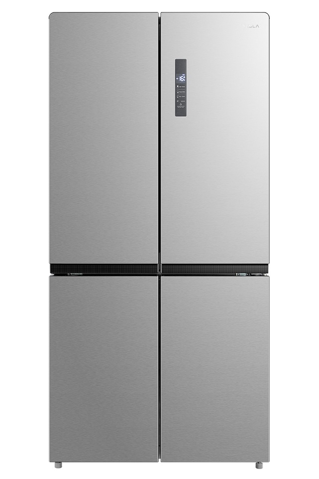 Frigider side-by-side cu 4 usi Tesla RM6400FMX, No Frost, 547L, Control electronic, Touch screen LED, Funcție Vacanță, H193,5 cm, Inox