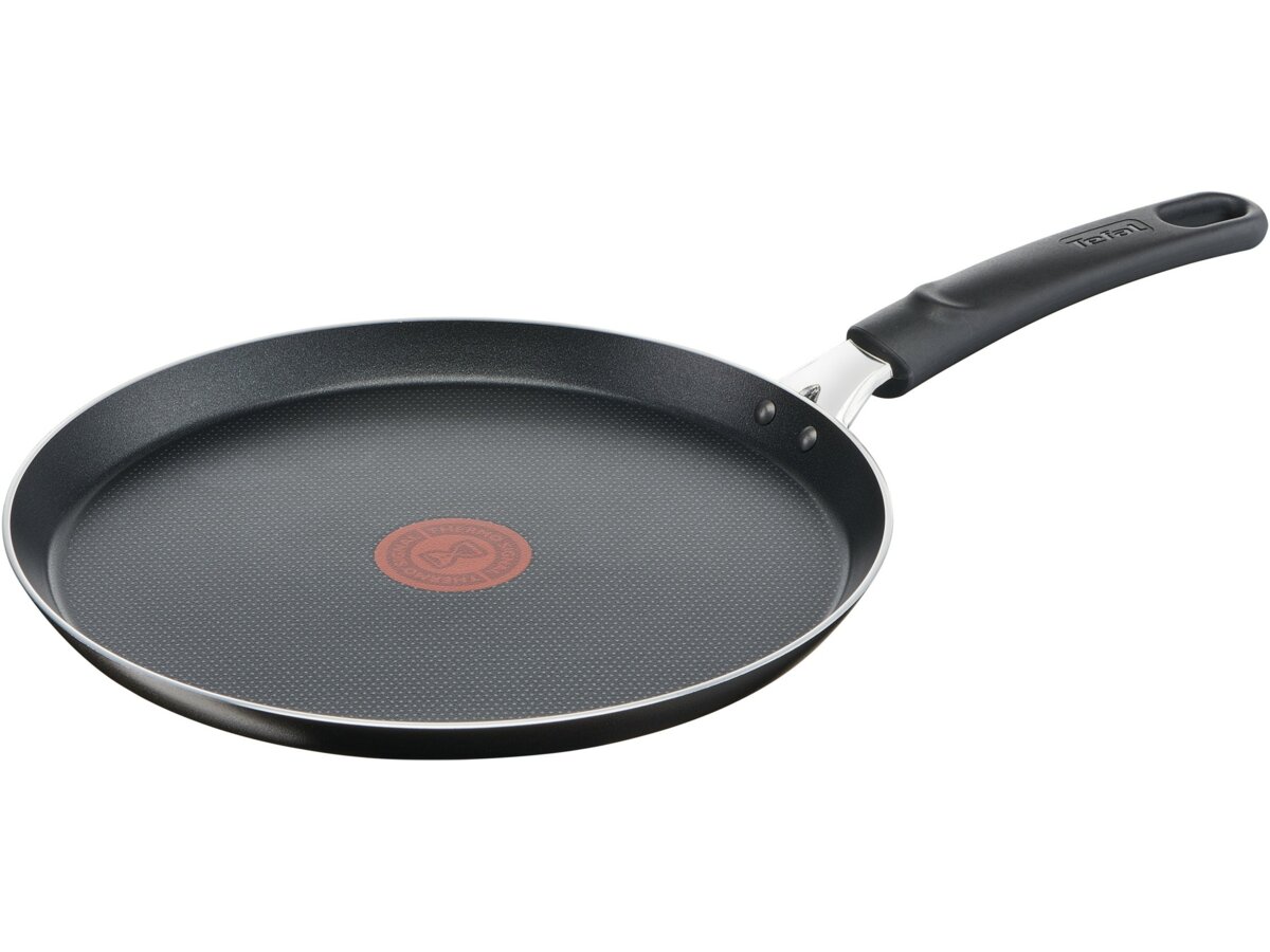 Tigaie clatite Tefal Simply Clean B5671053, 25 cm, Thermo-Spot, Înveliș antiaderent Titanium, Aluminiu, Compatibil cu mașina de spălat vase, Negru