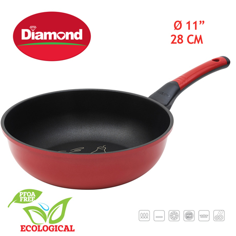 Tigaie Wok Oursson Diamond PW2800D/RD, 28 cm, Rosu