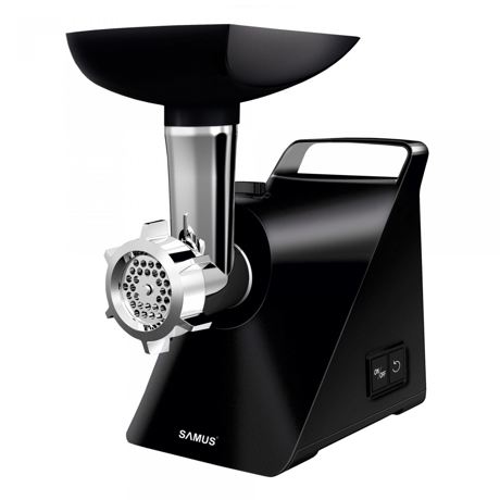 Masina de tocat carne Samus SMT1220BLACK, 1200 W, Cutit din inox, 2 site metalice, Accesoriu rosii, Accesoriu pentru carnati, Negru