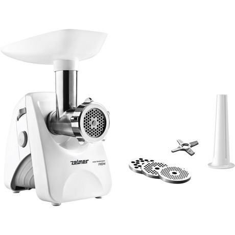 Tocator de carne Zelmer ZMM4288W MM1200.88 , 3 site 2,7/4/8 mm, accesoriu carnati, 2,3 kg/min, Alb