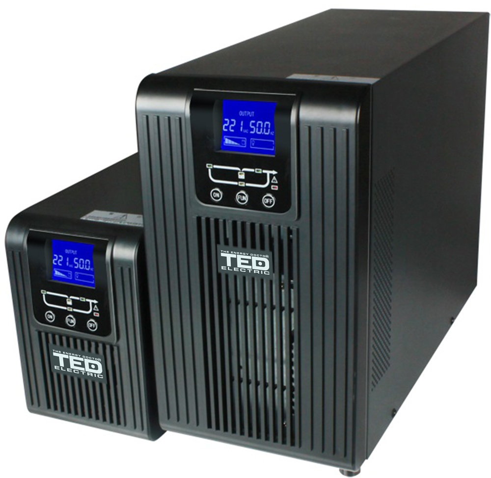 UPS TED A0060008 1000VA cu stabilizator Online - dubla conversie 4 iesiri IEC C13