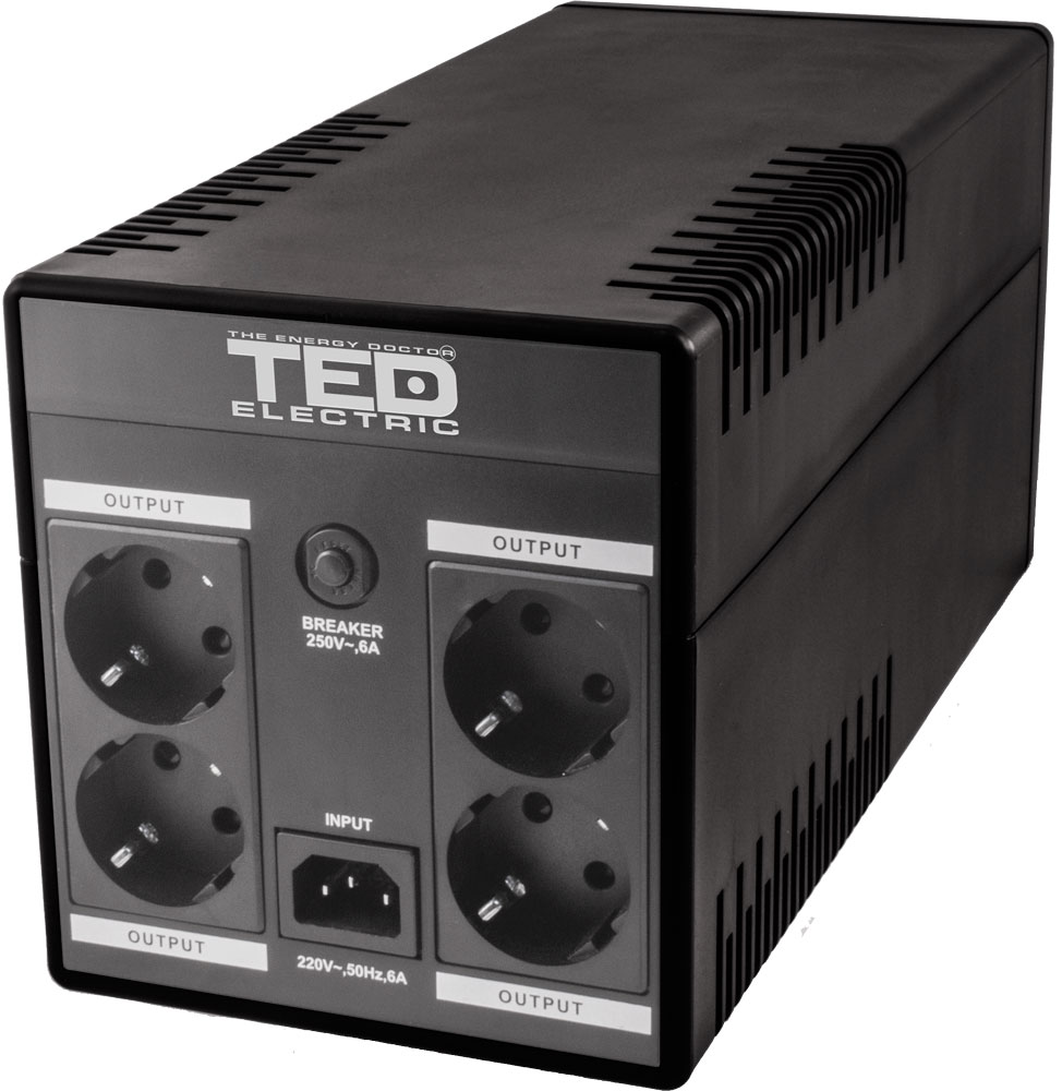 UPS TED DZ088391 1100VA LCD Line Interactive cu stabilizator 4 iesiri schuko
