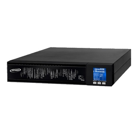  UPS - On Line Double Conversion INFOSEC E3 Pro - 10000 RT, 10000 VA, RS 232 communication port - Software - Black Design, Input/output Terminal, 2 yr warranty