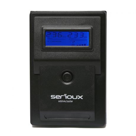 UPS Serioux 600VA, Line Interactive, 600VA/360W, 2 porturi Schuko, RJ45 +USB