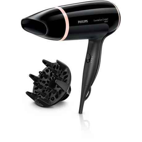 Uscator de par Philips Essential Care BHD004/00, 1800 W, Negru/Roz