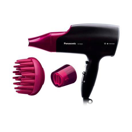 Uscator de par Panasonic EH-NA65-K825, 2000 W, Tehnologie Nanoe, Concentrator, Difuzor, Negru/Roz