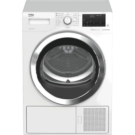 Uscator de rufe Beko DPY8506GXB1, 8 kg, Condensare cu pompa de caldura, Alb/Crom