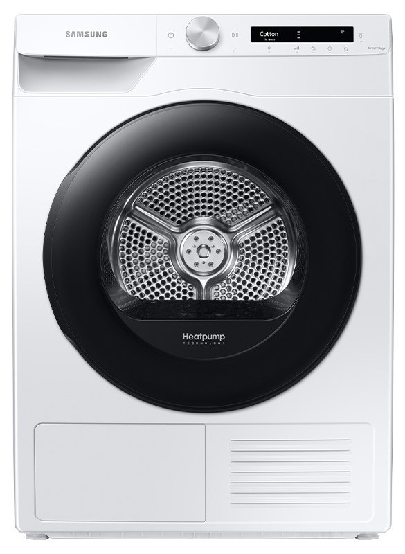 Uscator de rufe Samsung DV80T5220AW, Pompa de caldura, 8 kg, Display AI Control, Iluminare interioara, Wi-Fi, Alb