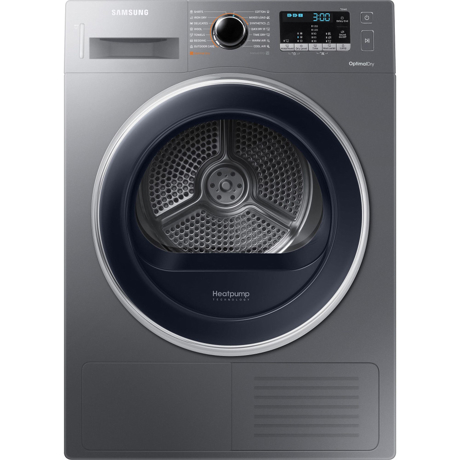 Uscator de rufe Samsung DV90M5010QX, Condensare cu pompa de caldura, 9 kg, Display, Smart Check, Inox