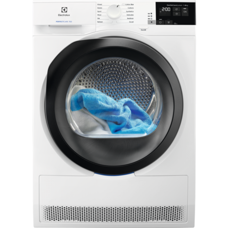 Uscator de rufe Electrolux EW7H438B, Condensare si pompa de caldura, 8 kg, Alb