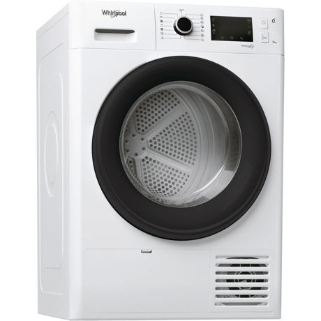 Uscator de rufe Whirlpool FT M22 9X2B EU, Cu pompa de caldura, 9 kg, 15 programe, Display, FreshCare+, Blocare siguranta copii, Alb