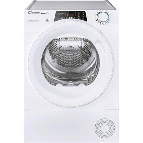 Uscator de rufe Candy RO4 H7A1TEX-S, 7 kg, Cu pompa de caldura, Wi-Fi + Bluetooth, Display, 16 programe, Alb 31102045