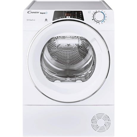 Uscator de rufe Candy RapidÓ ROE H10A2TCEX-S, 10 kg, Cu pompa de caldura, Wi-Fi , Display, Easy Case, Senzor uscare, Alb