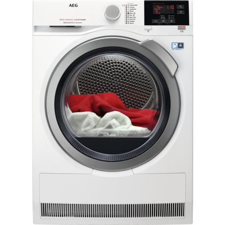 Uscator de rufe cu pompa de caldura AEG T8DBG49S, 9 kg, display LCD, Alb