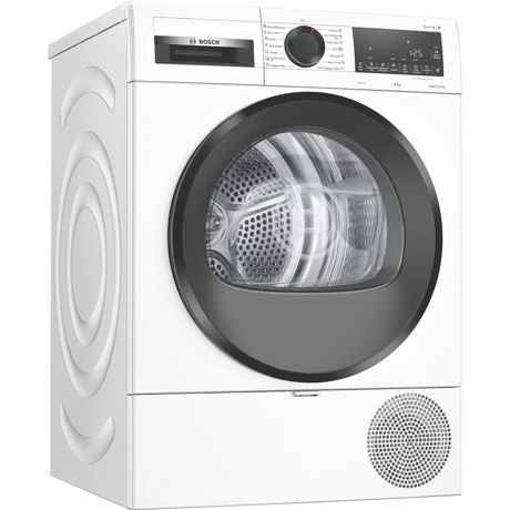 Uscător de rufe Bosch WQG233D1BY, Cu pompa de caldura si condensare, 8 kg, Tehnologie AutoDry, Incarcare la jumatate, Display LED, Antisifonare, Alb