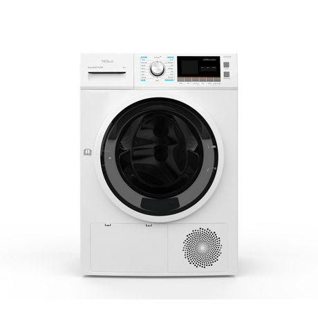 Uscator rufe Tesla WT8H90M, Cu pompa de caldura, 8kg, 16 programe, Control electronic, Sistem siguranță copii, Display LED, Alb