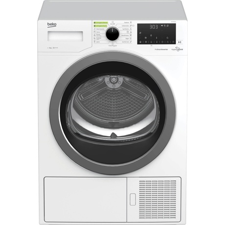 Uscator de rufe Beko DH9519GU, Cu pompa de caldura, 9 kg, 15 programe, Igienizare UV, Anti sifonare, Child Lock, Display, Alb